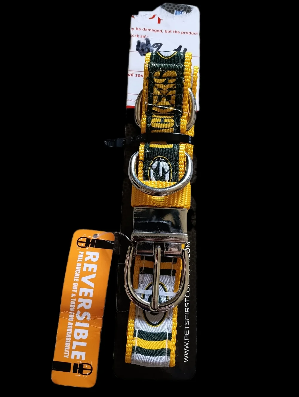 💚💛 NWT Green Bay Packers Reversible Pet Collar Large L Dog NFL Football Logo